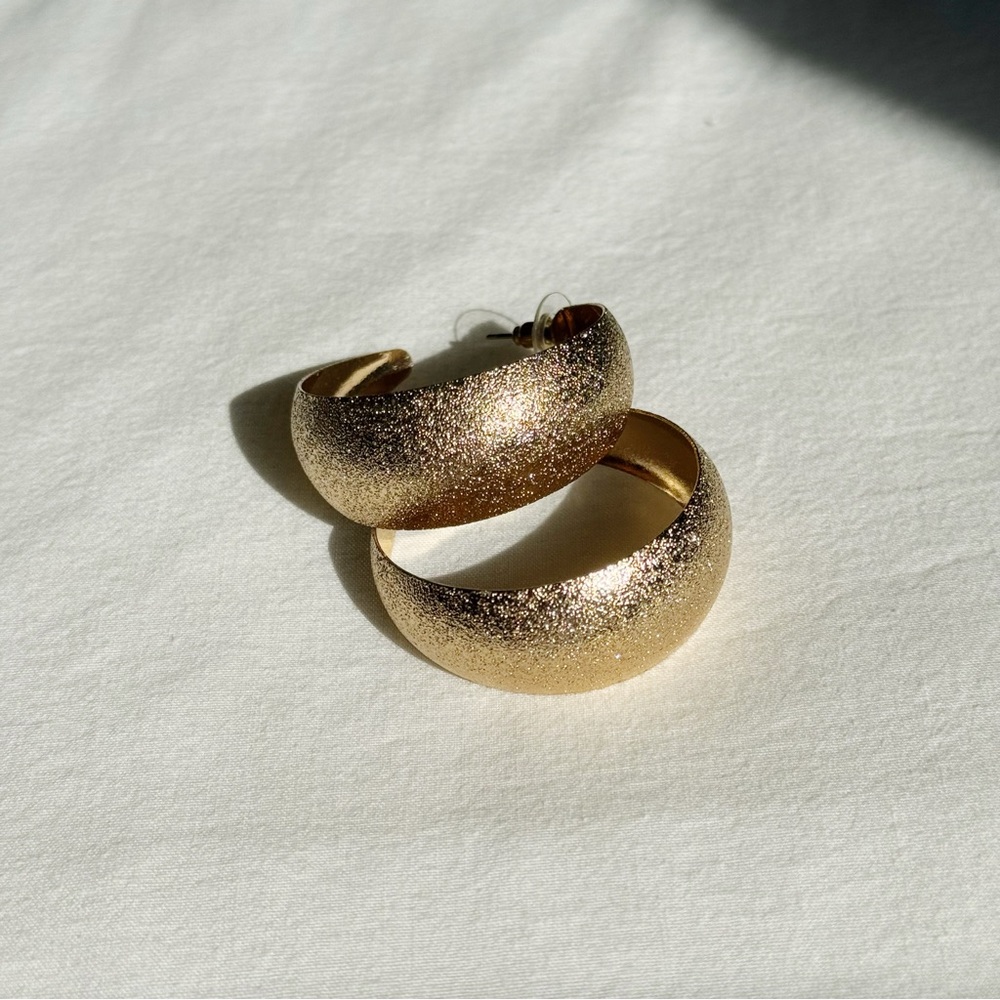 Wide Gold Hoops - Picture 2 of 4